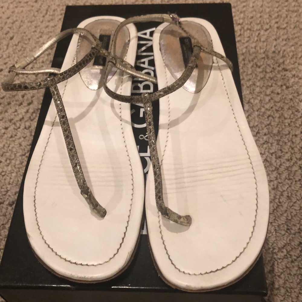 Dolce & Gabbana snake print leather thong